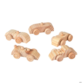 image of small wooden cars 